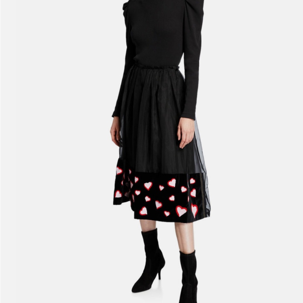 Black Asymmetrical A-Line Midi Skirt